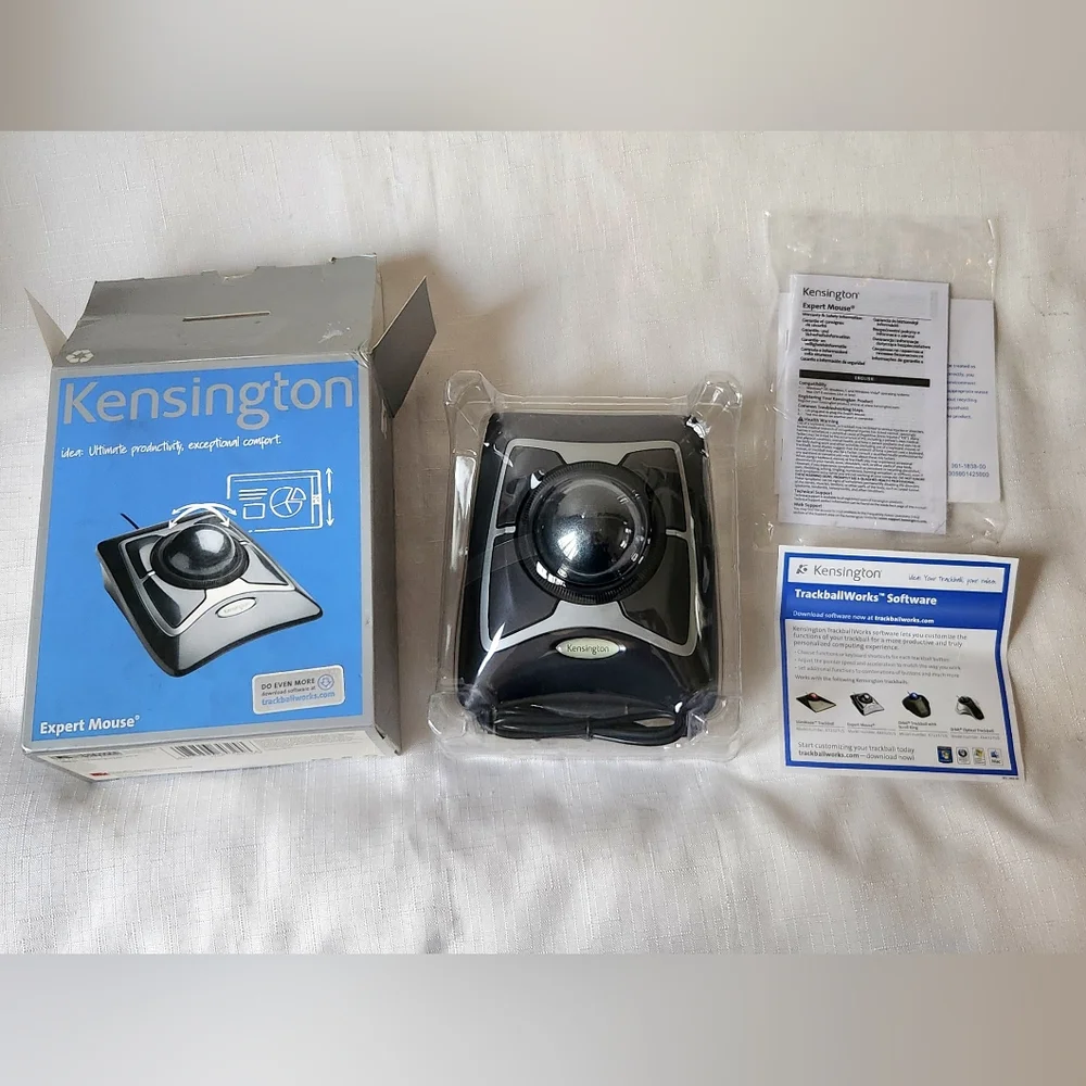 Kensington Expert Mouse Model K64325 USB Track Ball Mouse wired Opend box black